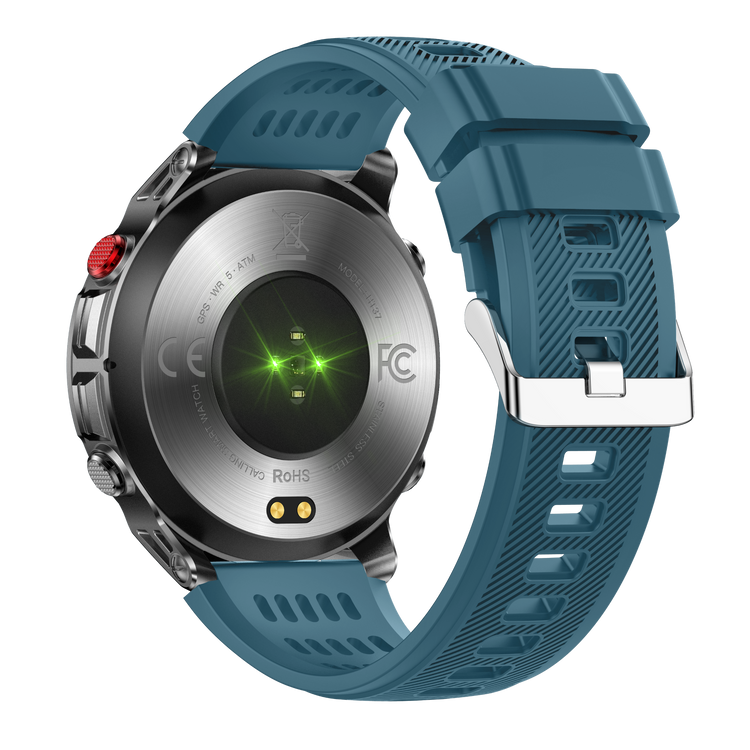 Montre connectée AMOLED  NASA GPS edition Ultra Pro 2  . écran couleur haute définition de 1,43 pouce - (avec bracelet silicone) couleur Bleu Gris