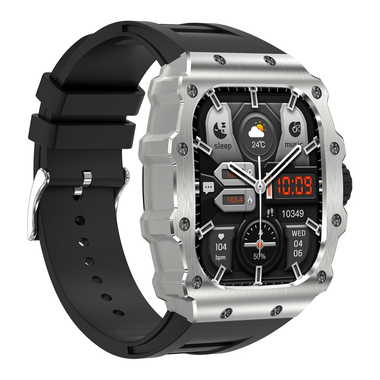 Montre connectée  NASA AMOLED    IP67  Grand écran  résolution haute définition   bracelet en silicone couleur Noir cadran Argent