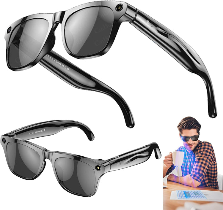 Lunettes intelligentes multifonctions NASA édition . SOLAR Caméra : 8 mégapixels (1080p) à 30 images par seconde transmission Wi-Fi, Bluetooth Microphone Et Haut-Parleur Intégré Monture Mat Noir Verres Graphite Modèle Unisex design