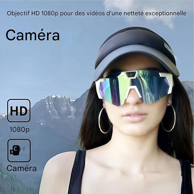 Lunettes intelligentes multifonctions NASA  édition . SOLAR Caméra : 8 mégapixels (1080p) à 30 images par seconde transmission Wi-Fi, Bluetooth  Microphone Et Haut-Parleur  Intégré Monture Mat Noir  Verres  Graphite Modèle  Unisex design