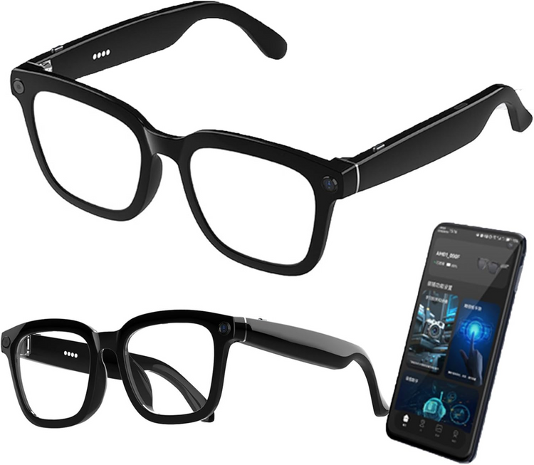 Lunettes intelligentes multifonctions NASA édition ICARE  transmission Wi-Fi, Bluetooth  Microphone Et Haut-Parleur Intégré Monture Mat Noir  Verres Incolore Modèle  Unisex design