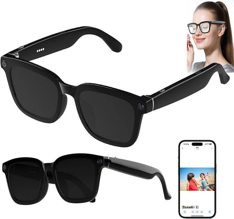 Lunettes intelligentes multifonctions NASA édition ICARE  transmission Wi-Fi, Bluetooth  Microphone Et Haut-Parleur Intégré Monture Mat Noir  Verres  Graphite Modèle  Unisex design