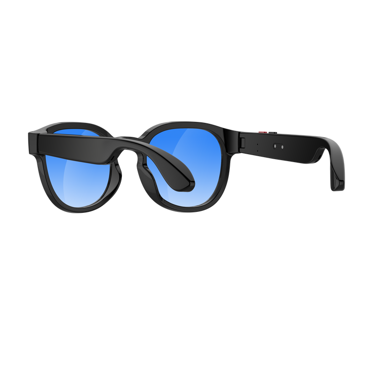 Lunettes intelligentes multifonctions NASA  édition FUTURA Caméra,prise de photos, enregistrement vidéo et audio, appels Bluetooth, lecture de musique, assistant vocal, transmission sans fil Wi-Fi,  Monture Mat Noir  Verres Bleu Modèle  Unisex design