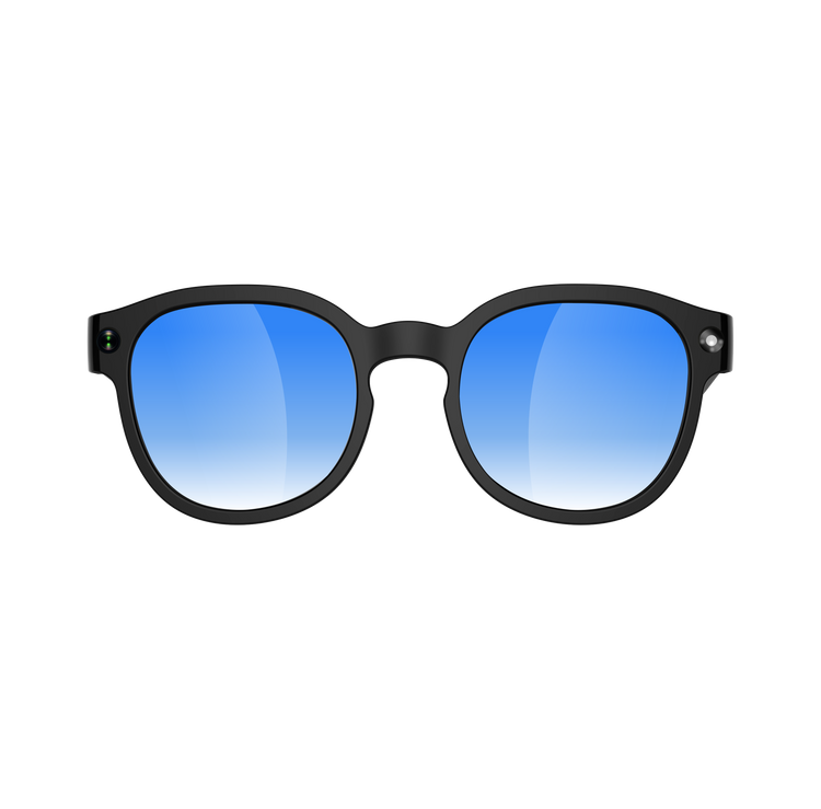 Lunettes intelligentes multifonctions NASA  édition FUTURA Caméra,prise de photos, enregistrement vidéo et audio, appels Bluetooth, lecture de musique, assistant vocal, transmission sans fil Wi-Fi,  Monture Mat Noir  Verres Bleu Modèle  Unisex design