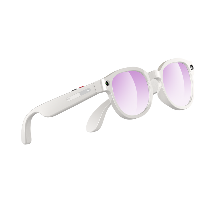 Lunettes intelligentes multifonctions NASA  édition FUTURA Caméra ,prise de photos, enregistrement vidéo et audio, appels Bluetooth, lecture de musique, assistant vocal, transmission sans fil Wi-Fi,  Monture Mat Blanc Verres Incolore Modèle  Unisex design