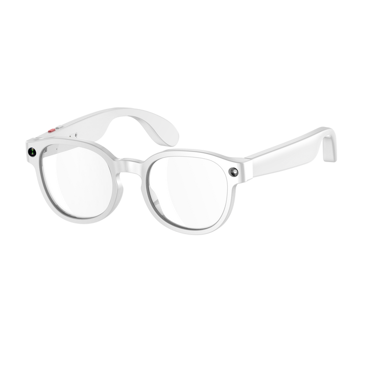 Lunettes intelligentes multifonctions NASA  édition FUTURA Caméra ,prise de photos, enregistrement vidéo et audio, appels Bluetooth, lecture de musique, assistant vocal, transmission sans fil Wi-Fi,  Monture Mat Blanc Verres Incolore Modèle  Unisex design