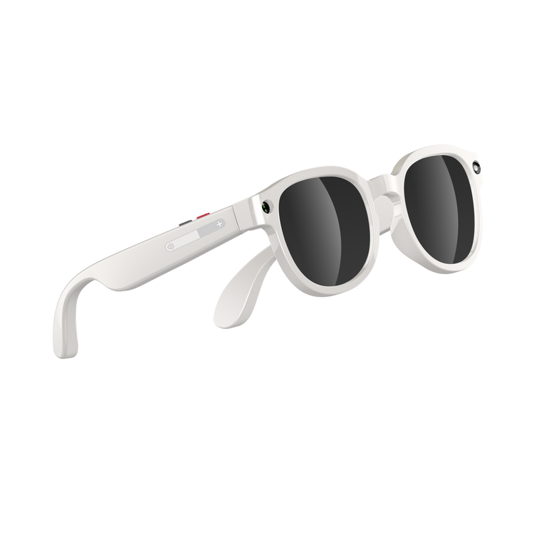 Lunettes intelligentes multifonctions NASA  édition FUTURA Caméra ,prise de photos, enregistrement vidéo et audio, appels Bluetooth, lecture de musique, assistant vocal, transmission sans fil Wi-Fi,Monture Mat Blanc Verres Graphite Modèle  Unisex design