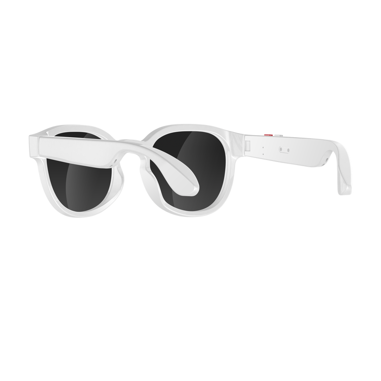 Lunettes intelligentes multifonctions NASA  édition FUTURA Caméra ,prise de photos, enregistrement vidéo et audio, appels Bluetooth, lecture de musique, assistant vocal, transmission sans fil Wi-Fi,Monture Mat Blanc Verres Graphite Modèle  Unisex design
