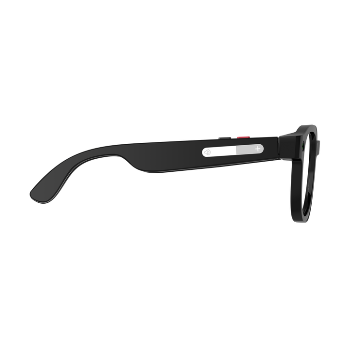 Lunettes intelligentes multifonctions NASA  édition FUTURA Caméra,prise de photos, enregistrement vidéo et audio, appels Bluetooth, lecture de musique, assistant vocal, transmission sans fil Wi-Fi, Monture Mat Noir Verres  Incolore Modèle  Unisex design