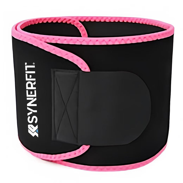 SYNERFIT Ceinture de sudation en néoprène et lycra - Taille unique Modéle Sauna fit  colorie Noir et Rose