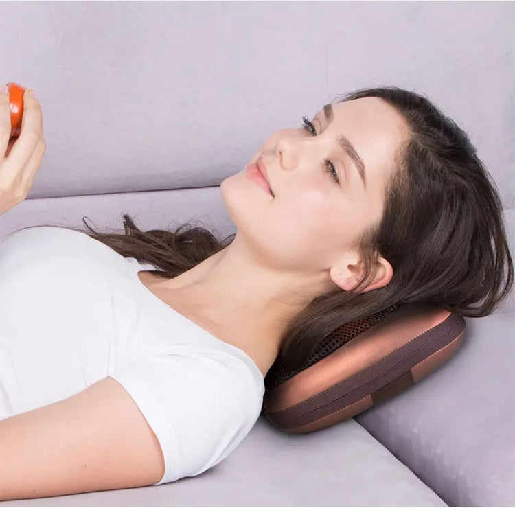 SYNERFIT Coussin de massage Shiatsu thermique  4 vitesses,8 têtes de massage- Modèle  Balnéa  colorie Café , marron