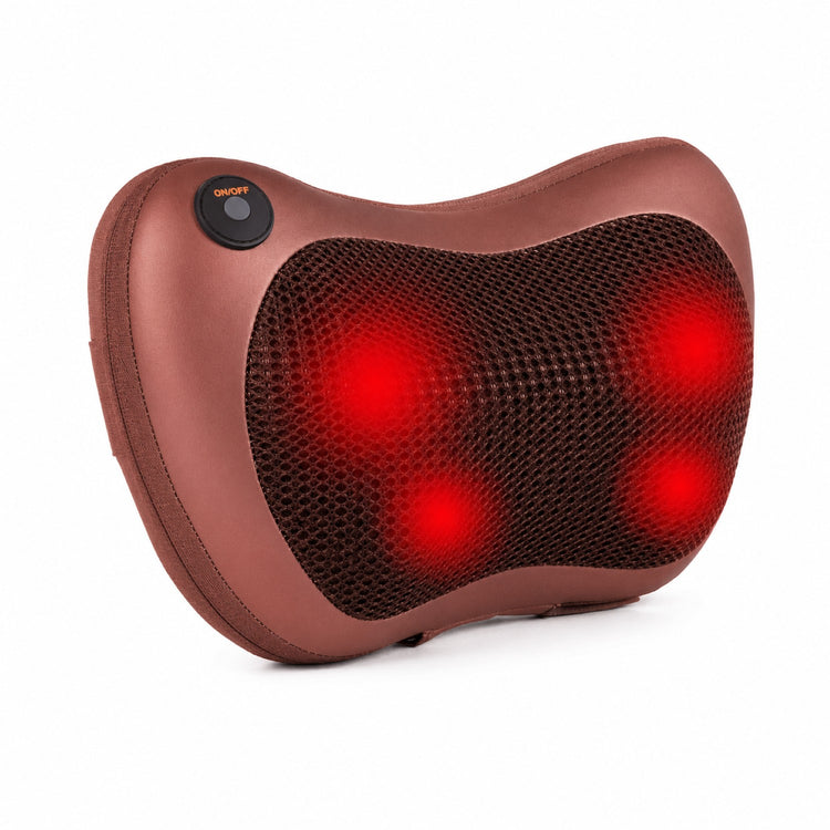 SYNERFIT Coussin de massage Shiatsu thermique  4 vitesses,8 têtes de massage- Modèle  Balnéa  colorie Café , marron