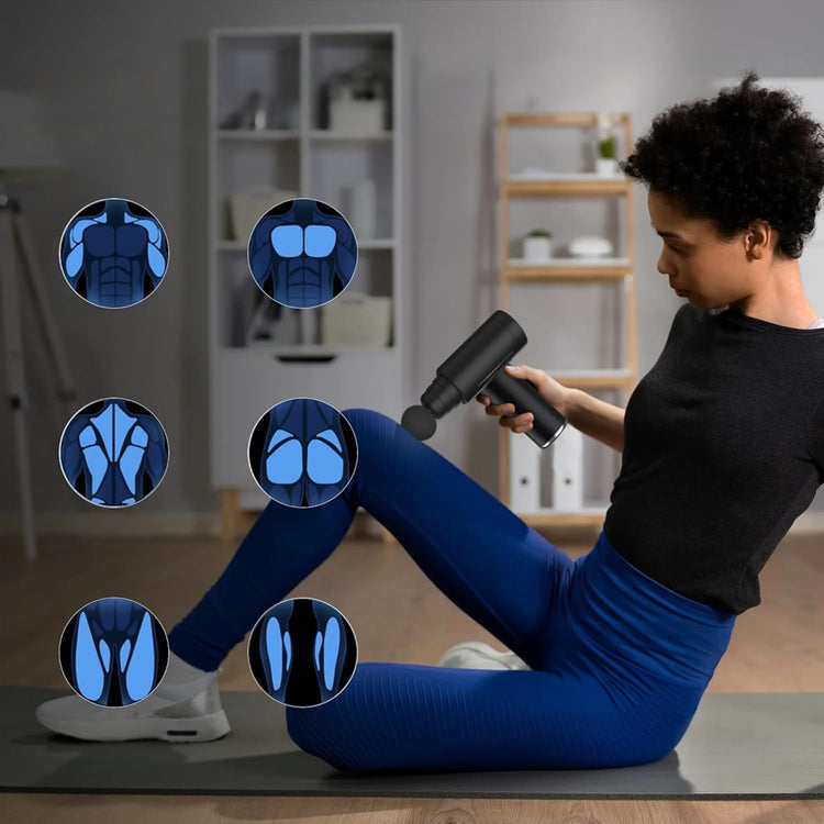 Pistolet de Massage Musculaire  SYNERFIT  6 vitesses réglables 6 têtes de massage   modèle Smart Gun colorie Noir