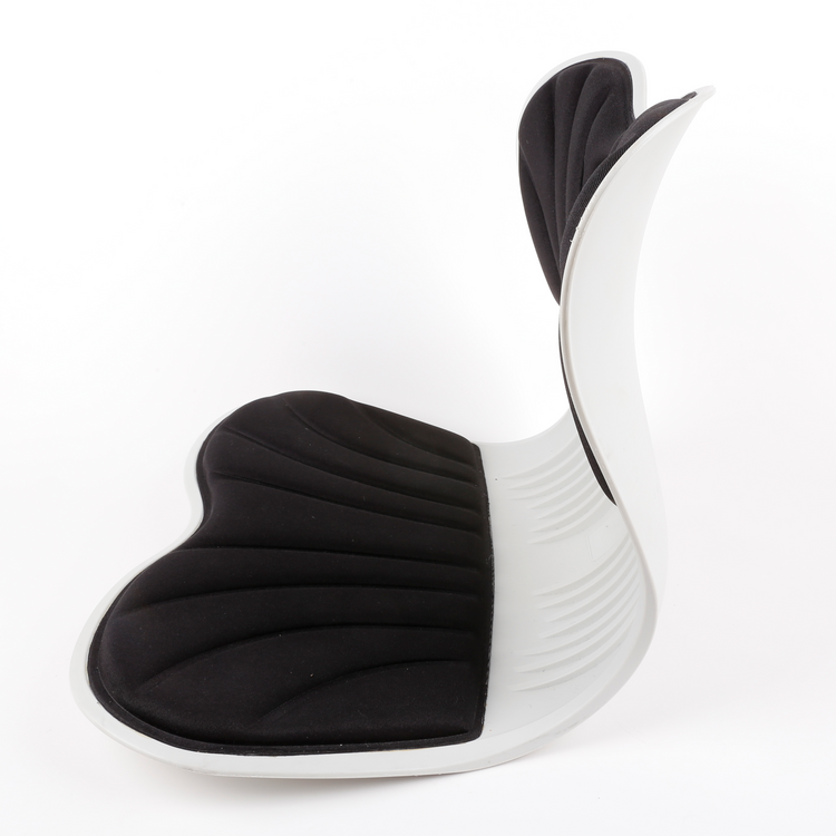 Coussin de siège SYNERFIT en mousse à mémoire de forme de L intégré avec soutien lombaire, coussin de chaise de bureau orthopédique ergonomique  modèle Celia  colorie Noir écru
