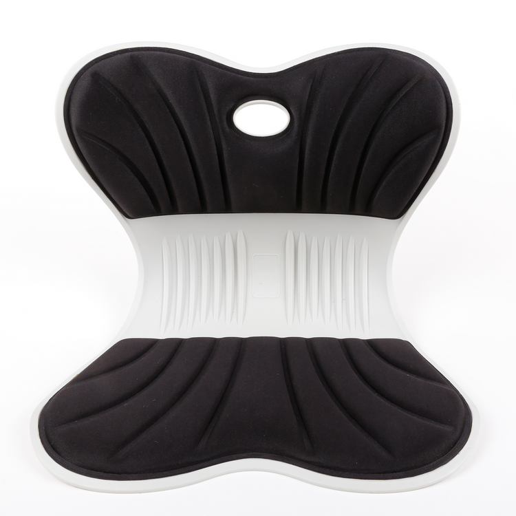 Coussin de siège SYNERFIT en mousse à mémoire de forme de L intégré avec soutien lombaire, coussin de chaise de bureau orthopédique ergonomique  modèle Celia  colorie Noir écru
