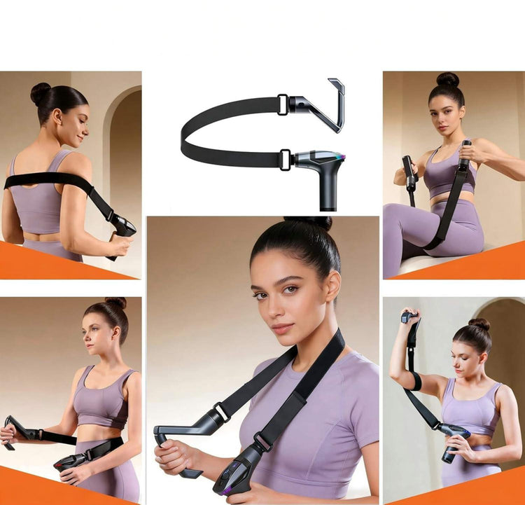Pistolet de Massage Musculaire  SYNERFIT  6 Vitesses Réglables  3 en 1 masseur dos et cervicales poignée amovible,modéle  Move Gun  colorie Gris