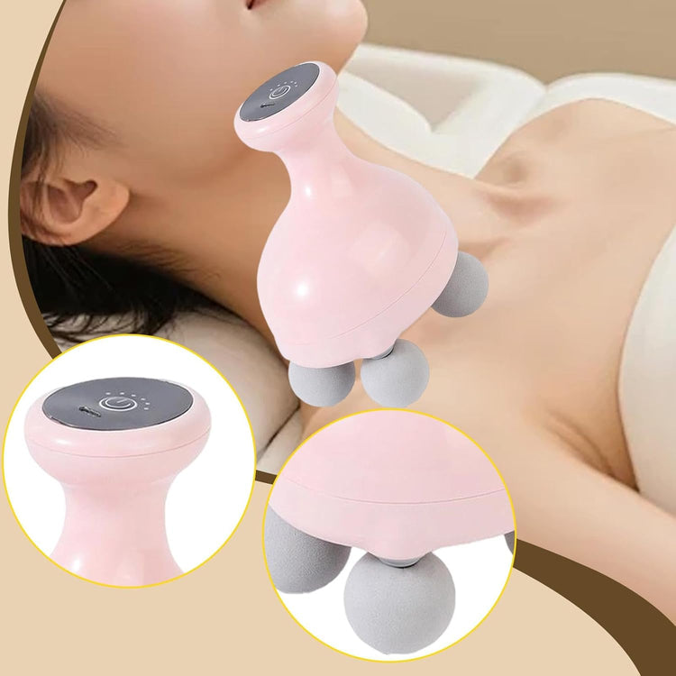 Mini masseur portatif vibrant  SYNERFITà 4 têtes 6  intensités de massage pour le corps  pour la tête, le cou, le dos, les bras, les épaules, le relâchement de la douleur  modèle Thera Gun   colorie  poudre