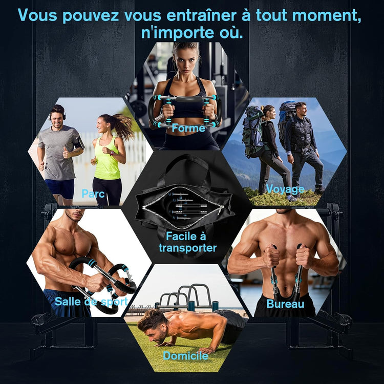 Appareil d'entraînement SYNERFIT  Power Twister  entraîneur des Bras Niveau de résistance : 30/40/50 kg Double Ressort, 3 Niveaux réglables, extenseur de Poitrine