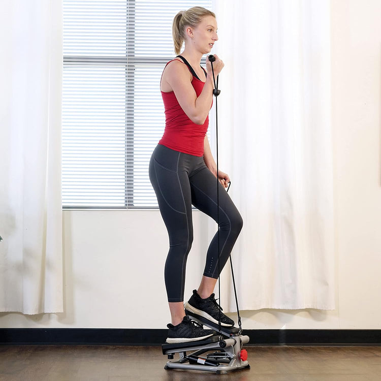 Stepper  SYNERFIT pour l'Entraînement à Domicile  Hauteur des Pédales et Résistance Réglables Écran LED  nombre de pas, calories, temps  Câbles Robustes Capacité de Charge Jusqu'à 150 kg modèle TREXFIT  colorie Noir/Jaune