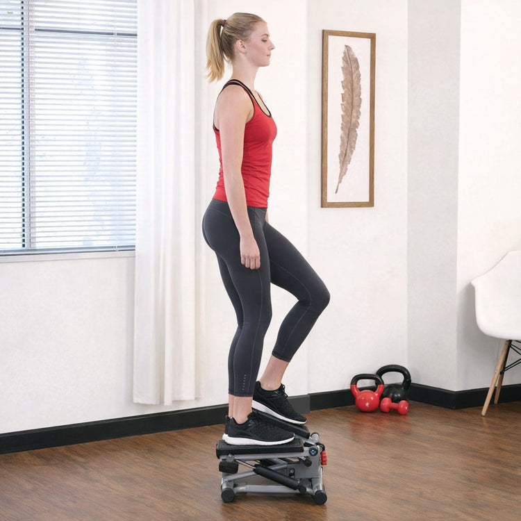 Stepper  SYNERFIT pour l'Entraînement à Domicile  Hauteur des Pédales et Résistance Réglables Écran LED  nombre de pas, calories, temps  Câbles Robustes Capacité de Charge Jusqu'à 150 kg modèle TREXFIT  colorie Noir/Jaune