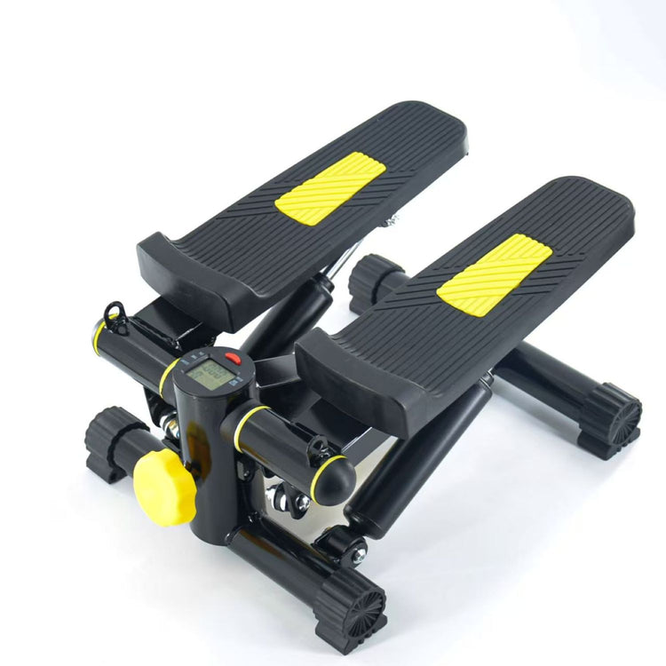Stepper  SYNERFIT pour l'Entraînement à Domicile  Hauteur des Pédales et Résistance Réglables Écran LED  nombre de pas, calories, temps  Câbles Robustes Capacité de Charge Jusqu'à 150 kg modèle TREXFIT  colorie Noir/Jaune