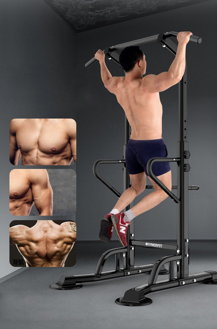 Station de musculation à haltères réglable, barre horizontale d'intérieur  idéal pour les tractions.Modèle FitLife colorie Noir Rouge