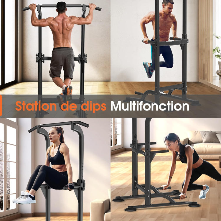 Station de musculation à haltères réglable, barre horizontale d'intérieur  idéal pour les tractions.Modèle FitLife colorie Noir Rouge