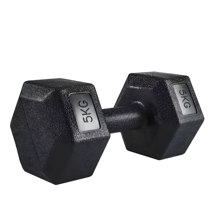 " Lots de 2 Haltères hexagonal  SYNERFIT  écologique en acier recouvert de PVC Noir, 5 kg  l' unité"