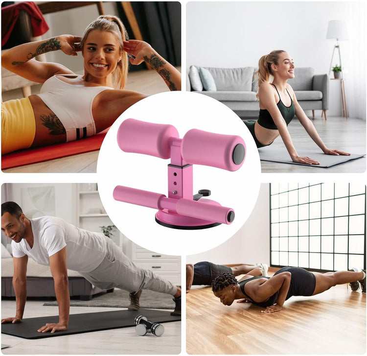 Barre de sol pour abdominaux SYNERFIT Ventouse - Réglable - Portable -  entraînement- Pour la, maison, les voyages, l'extérieur, l'intérieur, le travail, le yoga  colorie Rose