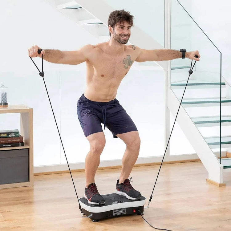 Plateforme vibrante SYNERFIT de remise en forme modèle Powerfit  53 x 32 x 100 cm avec poignée colorie Blanc