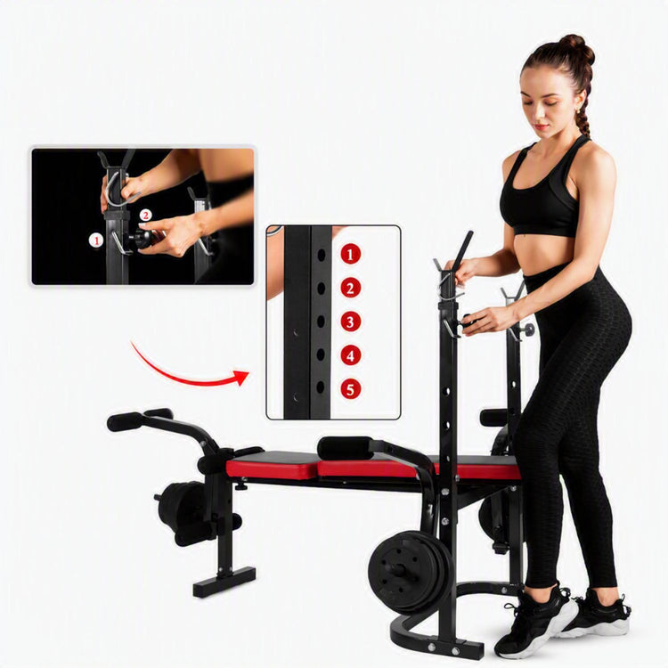 Banc Musculation Complet SYNERFIT,  Pliable&Inclinable, Developper Coucher, Multifonction Réglable modèle ISE-FIT