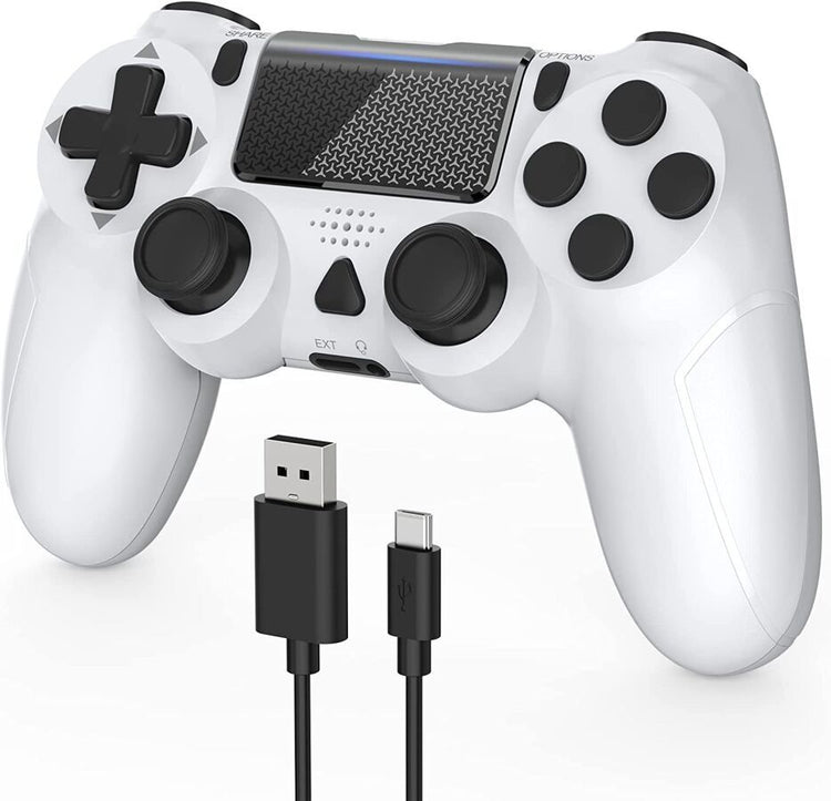 Manette de jeu pour  PS4 sans fil avec batterie rechargeable 1000mAh intégrée, gyroscope et haut-parleur -  couleur blanc