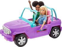 MATTEL Barbie Voiture Buggy décapotable, véhicule Tout-Terrain Violet, Bleu et Rose