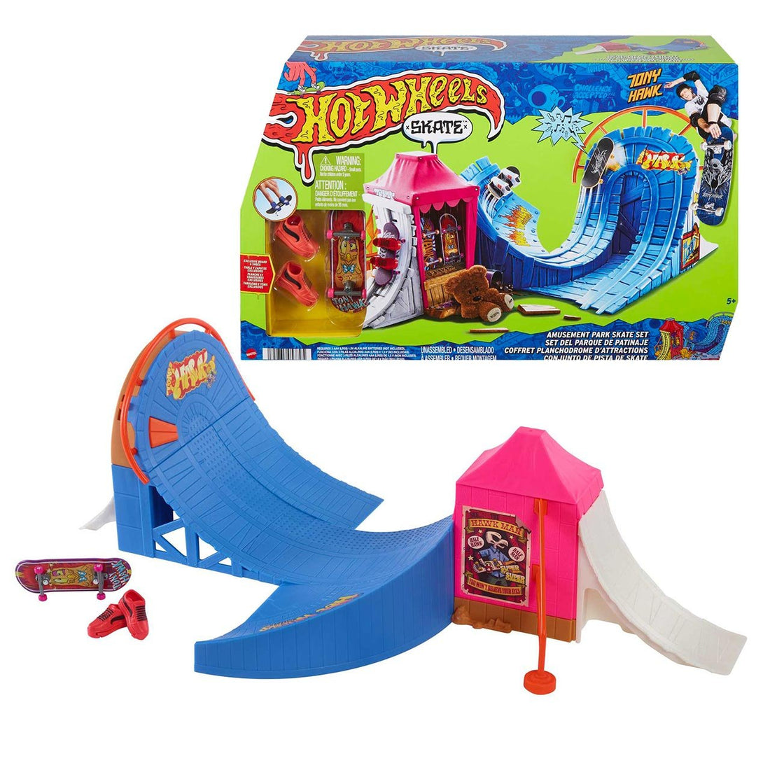 HOT WHEELS Coffret Skate Skatepark Pack Attractions, 1 Fingerboard Tony Hawk