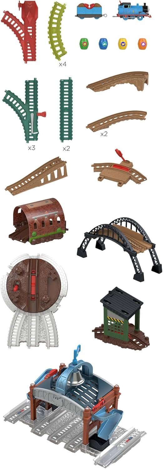Fisher Price Thomas et Ses Amis Coffret Lancement de tonneaux motorisé avec Locomotive motorisée Classique et Wagon de Chargement, 5,5 mètres de Piste