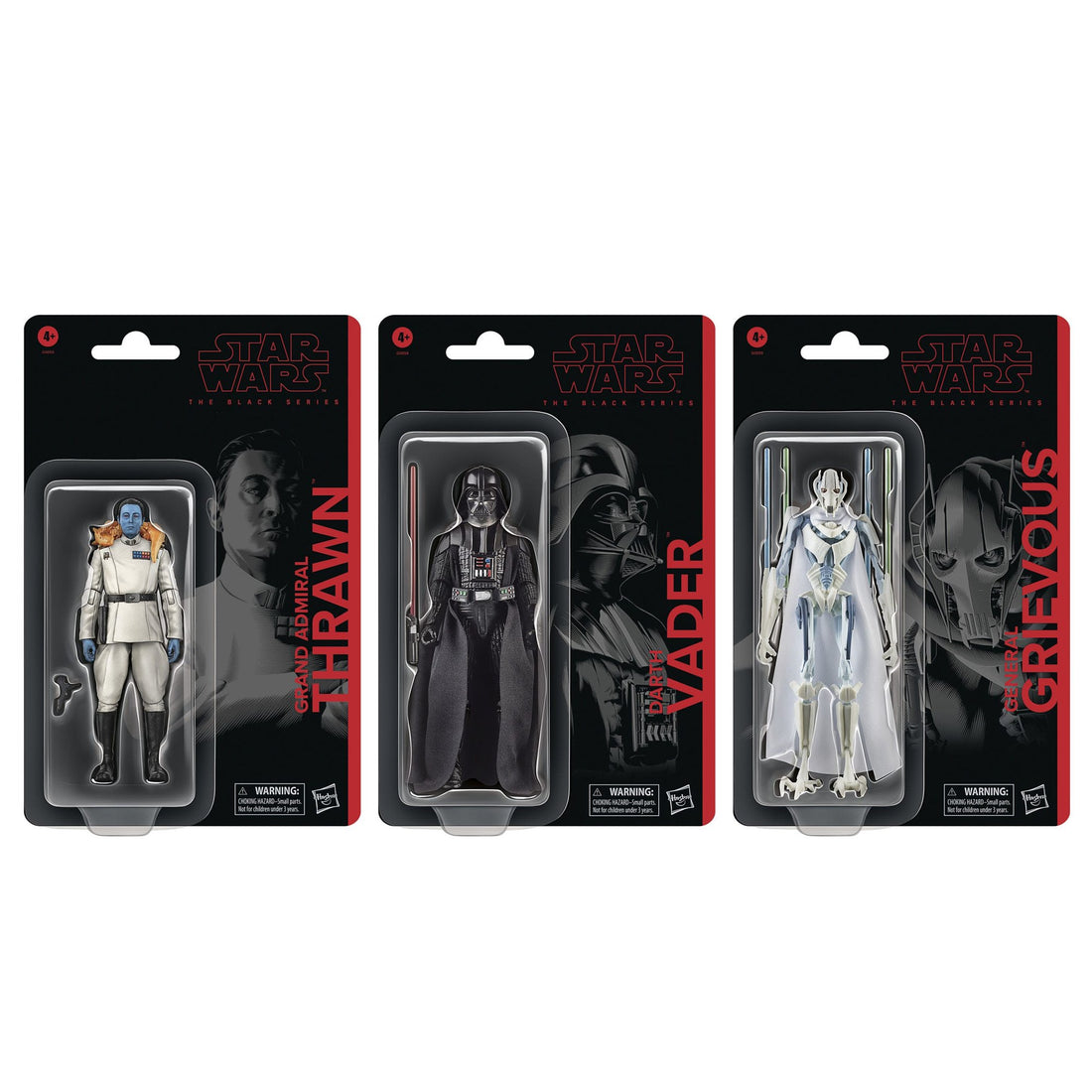 HASBRO Star Wars Lot de 3 Figurines à Collectionner de 15,2 cm The Black Series Dark Vador, Grand Amiral Thrawn, General Grievous