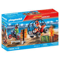 71808 - Playmobil Action Heroes - Duo de cascadeurs avec quad et moto