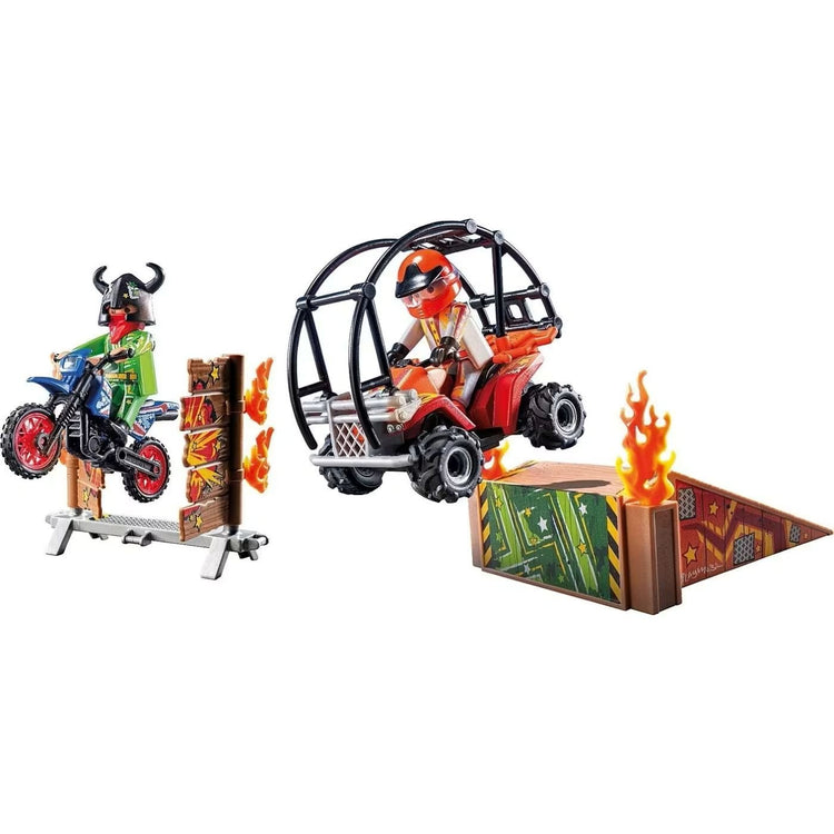 71808 - Playmobil Action Heroes - Duo de cascadeurs avec quad et moto