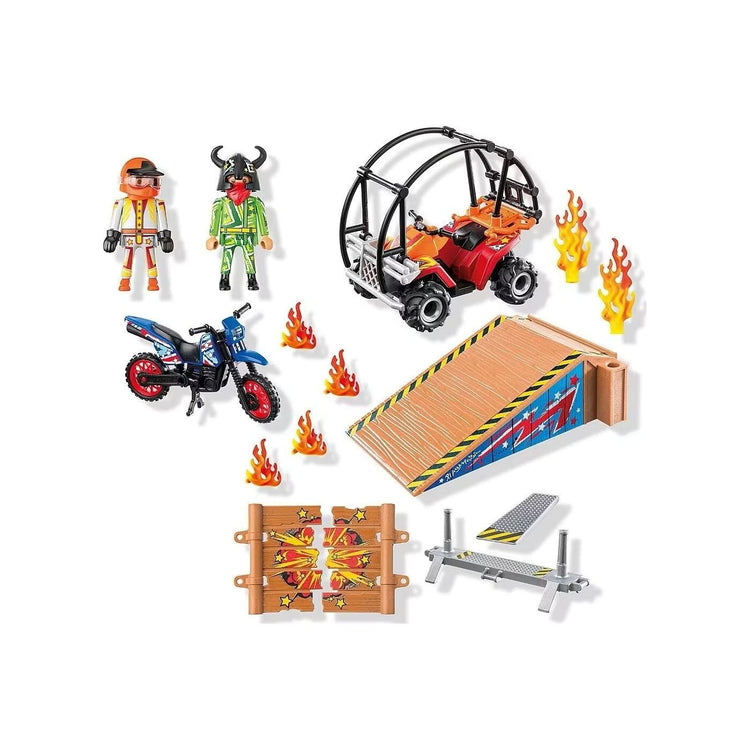 71808 - Playmobil Action Heroes - Duo de cascadeurs avec quad et moto