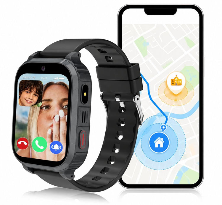 Montre connectée 4G GPS Kids Planet SOS appel vidéo .Positionnement GPS+LBS+WiFi avec l'Application SeTracker2, Coloris Noir